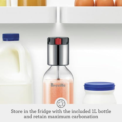 Breville BCA800BSS InFizz Fusion Sparkling Water and Beverage Carbonator, CO2 Cylinder Not Included, Brushed Stainless Steel