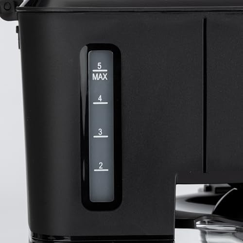 Amazon Basics 5 Cup Drip Coffee Maker with Glass Coffee Pot (0.8 Qt), Auto Shut-off, Auto Pause, Removable Filter Basket, Matte Black