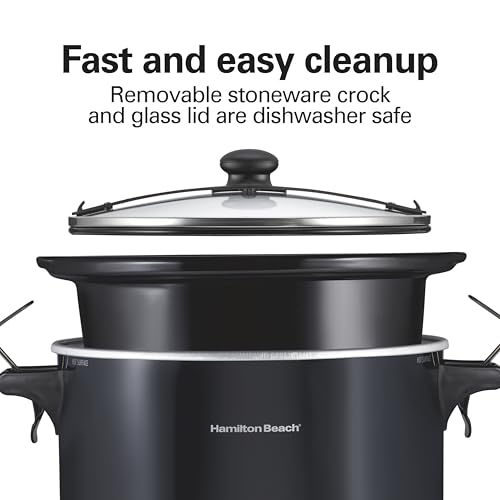 Hamilton Beach Slow Cooker, Extra Large 10 Quart, Stay or Go Portable With Lid Lock, Dishwasher Safe Crock, Black (33195)