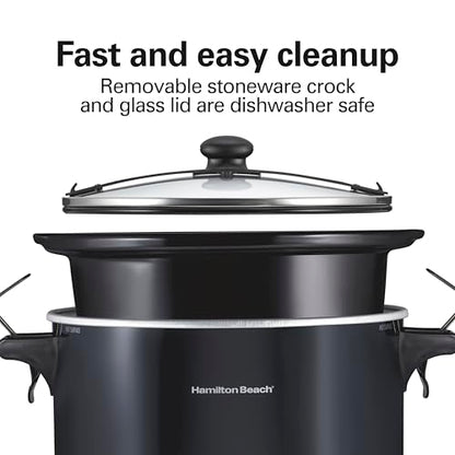 Hamilton Beach Slow Cooker, Extra Large 10 Quart, Stay or Go Portable With Lid Lock, Dishwasher Safe Crock, Black (33195)