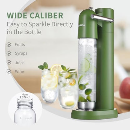 OSCEVIA - Sparkling Water Maker | Soda Beverage Machine | Soda Streaming Seltzer & Carbonator | 1L+0.5L BPA Free Bottles | Compatible Srew-in 60L CO2 (NOT Included) | Green