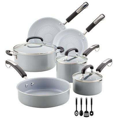 Farberware EcoAdvantage Ceramic Nonstick Cookware/Pots and Pans Set, 13 Piece - Gray