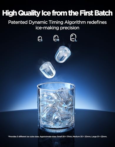 GoveeLife Smart Countertop Ice Maker 2 Pro, 3-Minute Fast 9 Ice Cubes with 3 Size, 47lbs Daily, 40dB Quiet, Smart Pre-Cooling, App & Voice Control, Self-Clean, Dual Water Tanks for Home, Coffee, Party