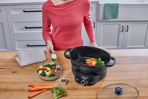 BLACK+DECKER Multicooker 7QT Family Size, 5-in-1 Functions, Neat ‘N Clean™ Technology, Slow Cook, Steam/Boil, Precision Roast, Sear/Saute, & Rice