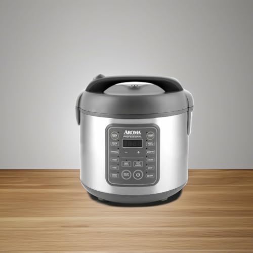 AROMA Professional Digital Rice Cooker, 10-Cup (Uncooked) / 20-Cup (Cooked), Multicooker, Slow Cooker, Steamer, Oatmeal Cooker, Egg Cooker, STS, 5 Qt, Gray, ARC-5200SG