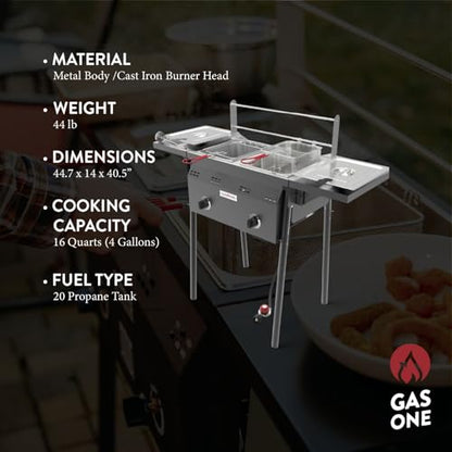 GasOne B-5850B Outdoor Propane Double Deep Fryer