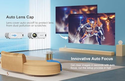 [AI Auto Focus/Auto Lens Cap] Outdoor-Projector-4K with WiFi 6 and Bluetooth:Portable Projector with Auto 6D Keystone & Zoom, Jimveo Native 1080P Movie Proyector 2026 Upgraded