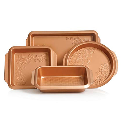 Gibson 112020.04 Country Kitchen 4 pc Embossed Nonstick Bakeware Set, 4 piece, Copper
