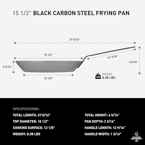 Matfer Bourgeat Black Carbon Steel Frying Pan, 15 1/2"