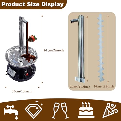 Chocolate Fountain Machine, Faucet Model Chocolate Waterfall Machine, Stainless Steel Chocolates Fountain Warmer with Chocolates Melting Function for Party, Wedding, Birthday (Black)