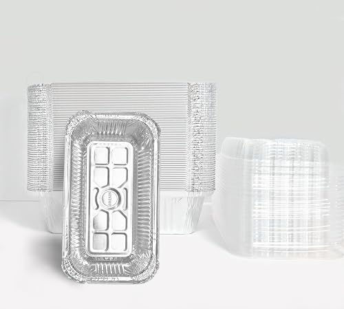 SINTOP Aluminum Foil Bread Pans Disposable | 1.5lb Loaf Pans with Lids | 50 Pack | Dessert Boxes - Perfect for Baking, Storing, Takeout