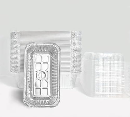SINTOP Aluminum Foil Bread Pans Disposable | 1.5lb Loaf Pans with Lids | 50 Pack | Dessert Boxes - Perfect for Baking, Storing, Takeout