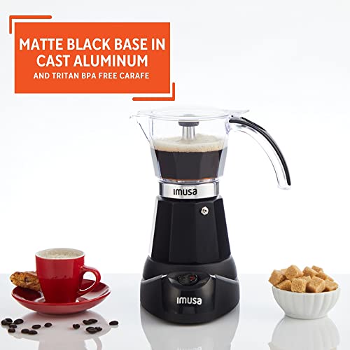 IMUSA 6 or 3 Cup Electric Espresso Maker Black Coffee Machine for Cuban Coffee, Moka and Espresso Drinks