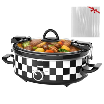 2.5QT Oval Small Slow Cooker, Glass Lid with Lid Clip, Adjustable Temp