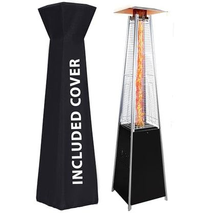 Pyramid outdoor heater, 48000 BTU Propane Patio Heater with Detachable Wheels and Protective Cover, Outdoor Propane Heaters for Patio(Black)