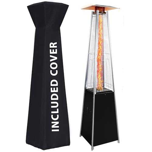 Pyramid outdoor heater, 48000 BTU Propane Patio Heater with Detachable Wheels and Protective Cover, Outdoor Propane Heaters for Patio(Black)