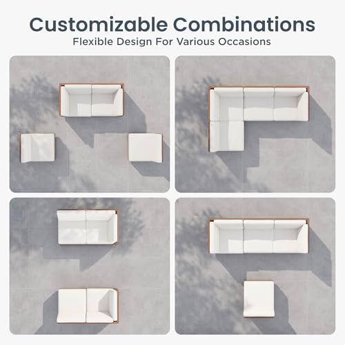 PHI VILLA 4 Piece Wicker Patio Sectional Furniture Set 8.7" Thick Cushions
