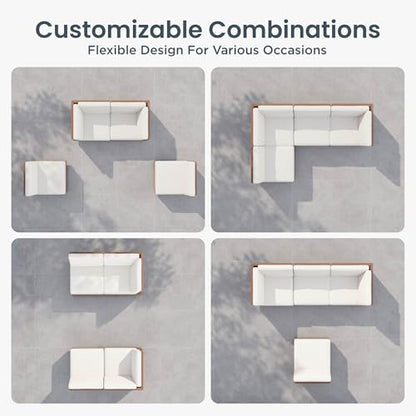 PHI VILLA 4 Piece Wicker Patio Sectional Furniture Set 8.7" Thick Cushions