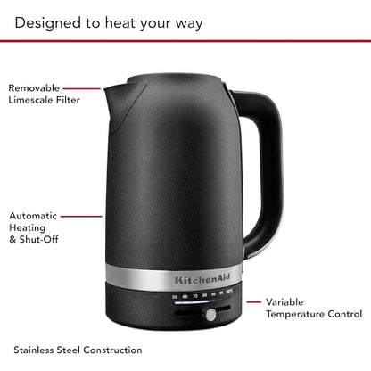 KitchenAid 1.7L Electric Kettle, Temp Control KEK1701, Cast Iron Black