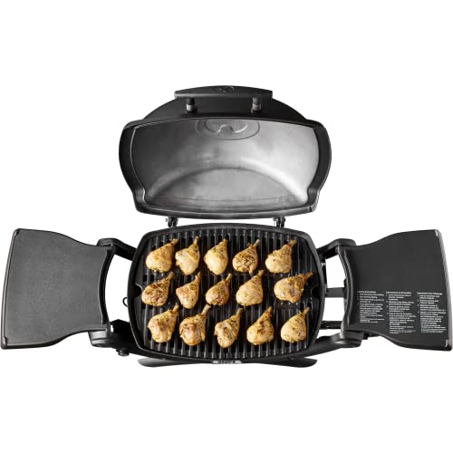 Weber Q1200 Liquid Propane Portable Gas Grill, Titanium – 1‑Burner Travel and Camping Grill with Cast‑Iron Grates & Electronic Ignition (8,500 BTU Burner)