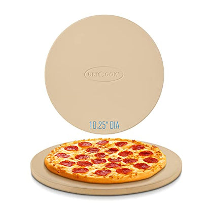 Unicook Round Pizza Stone 10.25 Inch, Small Bread Baking Stone for Oven Grill, Perfect Size for Baking Crisp Crust Personal Pizza, Bread, Cookies and More