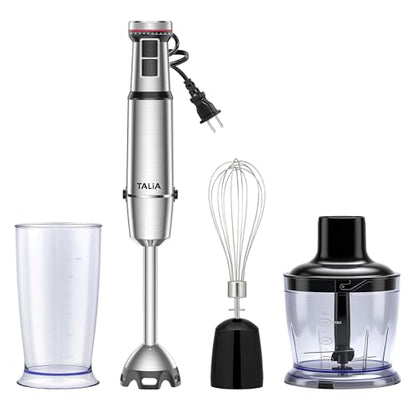 TALIA Immersion Blender & Whisk, Chopper, Cup, Stainless Steel Body, Corded