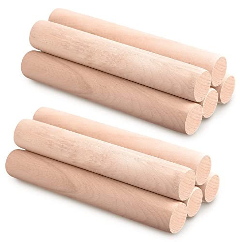 Small Wooden Rolling Pin, Dumpling Dough Roller Wooden Mini Rolling Pins Kitchen Utensil Tool for Fondant, Pasta, Bread, Pastry, Cookies, Pizza, Pie, Cylinder Style, 6.3 Inch (10 Pieces)