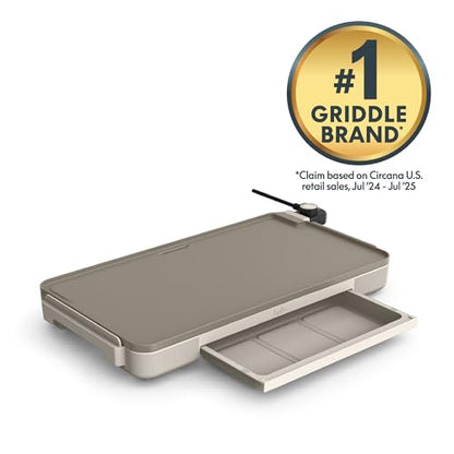 bella 12 x 22 Electric Griddle with Warming Tray, Ceramic Nontoxic, Oatmilk