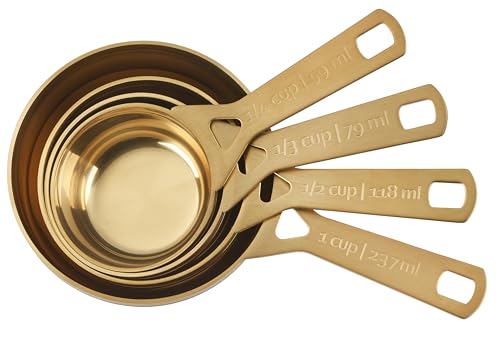 Le Crueset Measuring Cups, Gold, Set of 4 (1,1/2,1/3,1/4 cups)