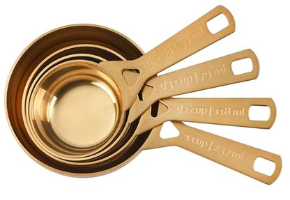 Le Crueset Measuring Cups, Gold, Set of 4 (1,1/2,1/3,1/4 cups)