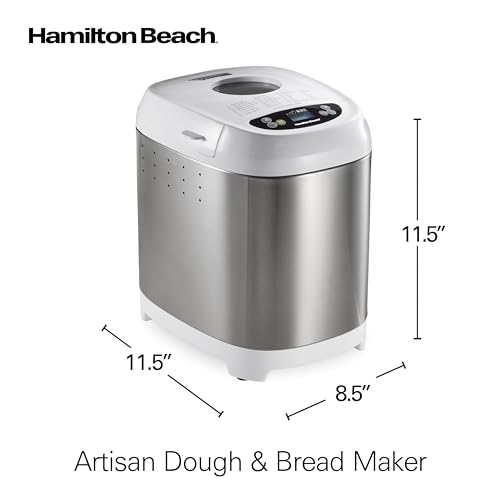 Hamilton Beach Digital Electric Bread Maker Machine Artisan and Gluten-Free, 2 lbs Capacity, 14 Settings, White and Stainless Steel (29987)