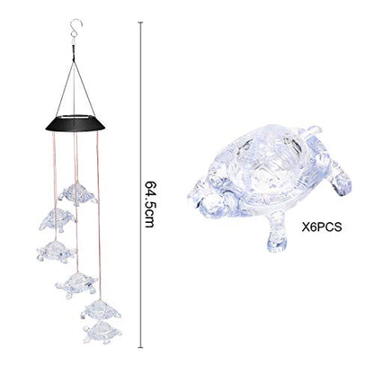 Wind Chimes Chandelier, Solar Turtles Hanging Lamp ,Wind Chime Pendant Light IP44 Waterproof Mixcolor Slow Flashing