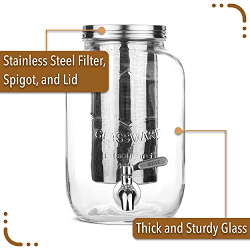 BTaT- 1 Gallon Cold Brew Coffee Maker, Thick Glass Pitcher