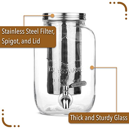 BTaT- 1 Gallon Cold Brew Coffee Maker, Thick Glass Pitcher