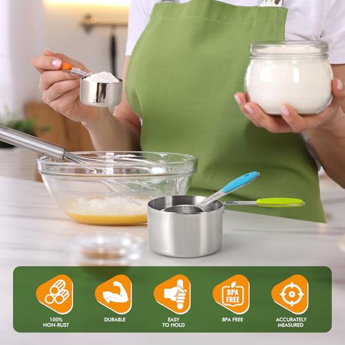 HOTEC 10-Pack Measuring Cups &Spoons Set, Kitchen Gadagets Cooking Baking, Measuring Spoons, Heavy Duty & Dishwasher Safe for Dry and Liquid Ingredients, Multicolor