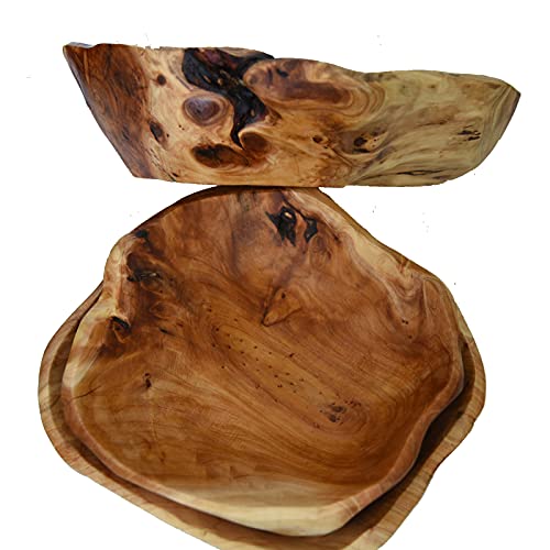 JFFLYIT Creative Wood Bowl Root Carved Bowl Handmade Natural Real Wood Candy Serving Bowl (9"-10")