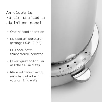 Aarke Kettle - Electric Stainless Steel Tea Kettle 1.2L (40oz), Steel