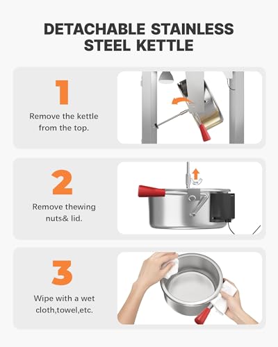 32 Oz Commercial Popcorn Machine, Large Popcorn Maker Machine, Movie Theater Countertop Pop Corn Machine with 3-Switch Control & Tempered Glass Doors, Red