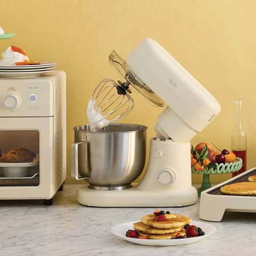 Martha Stewart 5.3Qt Stand Mixer, 12-Speed Tilt-Head Electric Kitchen Mixer with Stainless Steel Bowl, Dough Hook, Whisk & Beater, Splash Guard, Ideal for Baking Bread, Cake & Whipping, Caviar Gray