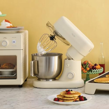 Martha Stewart 5.3Qt Stand Mixer, 12-Speed Tilt-Head Electric Kitchen Mixer with Stainless Steel Bowl, Dough Hook, Whisk & Beater, Splash Guard, Ideal for Baking Bread, Cake & Whipping, Caviar Gray