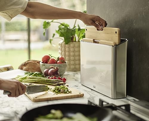 Joseph Joseph Folio Premium 3-Piece Bamboo Cutting Board Set, Stainless Steel Slimline Case for Organized Kitchen Storage