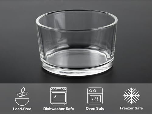 HillSpring Glass Small Bowls, 7.5oz, Set of 6, Clear Mini Bowls for Dips, Sauces, Desserts, Side Dishes, Pudding, Fruit and Charcuterie Boards, Pinch Bowls for Meal Prep (6)