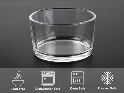 HillSpring Glass Small Bowls, 7.5oz, Set of 6, Clear Mini Bowls for Dips, Sauces, Desserts, Side Dishes, Pudding, Fruit and Charcuterie Boards, Pinch Bowls for Meal Prep (6)