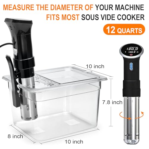 HOMENOTE Sous Vide Container 12 Quart with Universal Collapsible Hinged Lid