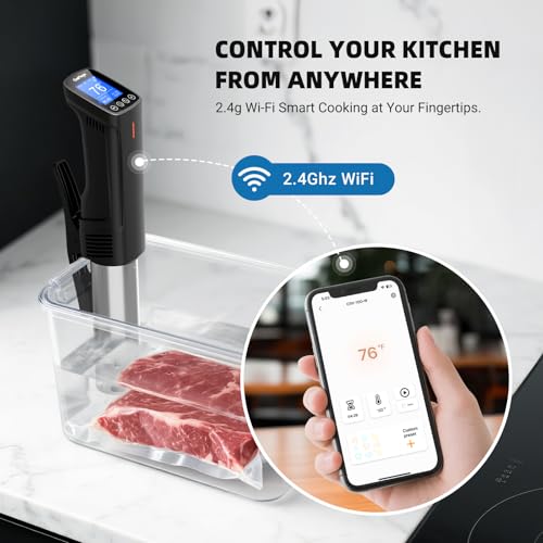 INKBIRD WIFI Sous Vide Cooker ISV-100W Bundle with Storage Case, 1000 Watts Immersion Circulator for Sous Vide, Suvee Cooker Kit for Starter, 14 Preset Receips, Timer