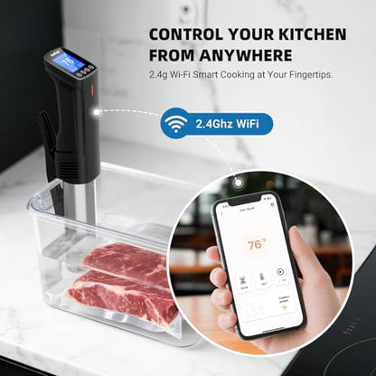 INKBIRD WIFI Sous Vide Cooker ISV-100W Bundle with Storage Case, 1000 Watts Immersion Circulator for Sous Vide, Suvee Cooker Kit for Starter, 14 Preset Receips, Timer