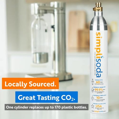 60L CO2 Canister Cylinders - Compatible w/Sodastream BLUE Screw-In Only, Ninja Thirsti, Philips, and More - Threaded Style Soda Streaming Machine CO2 Tanks Gas Refill, | 14.5 oz, Set of 3