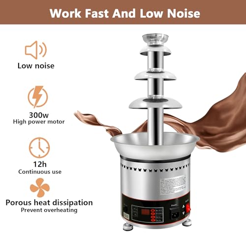 Commercial Chocolate Fountain Machine, Chocolate Fountains for Parties Weddings and Parties 4 Tier Chocolate Fountain Machine for Melts Cheese, Queso, Candy and Liqueur