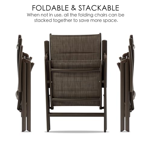 Kozyard 2-Piece Outdoor Patio Dining Chairs, Folding Reclining Patio Chairs