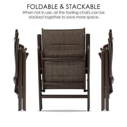 Kozyard 2-Piece Outdoor Patio Dining Chairs, Folding Reclining Patio Chairs